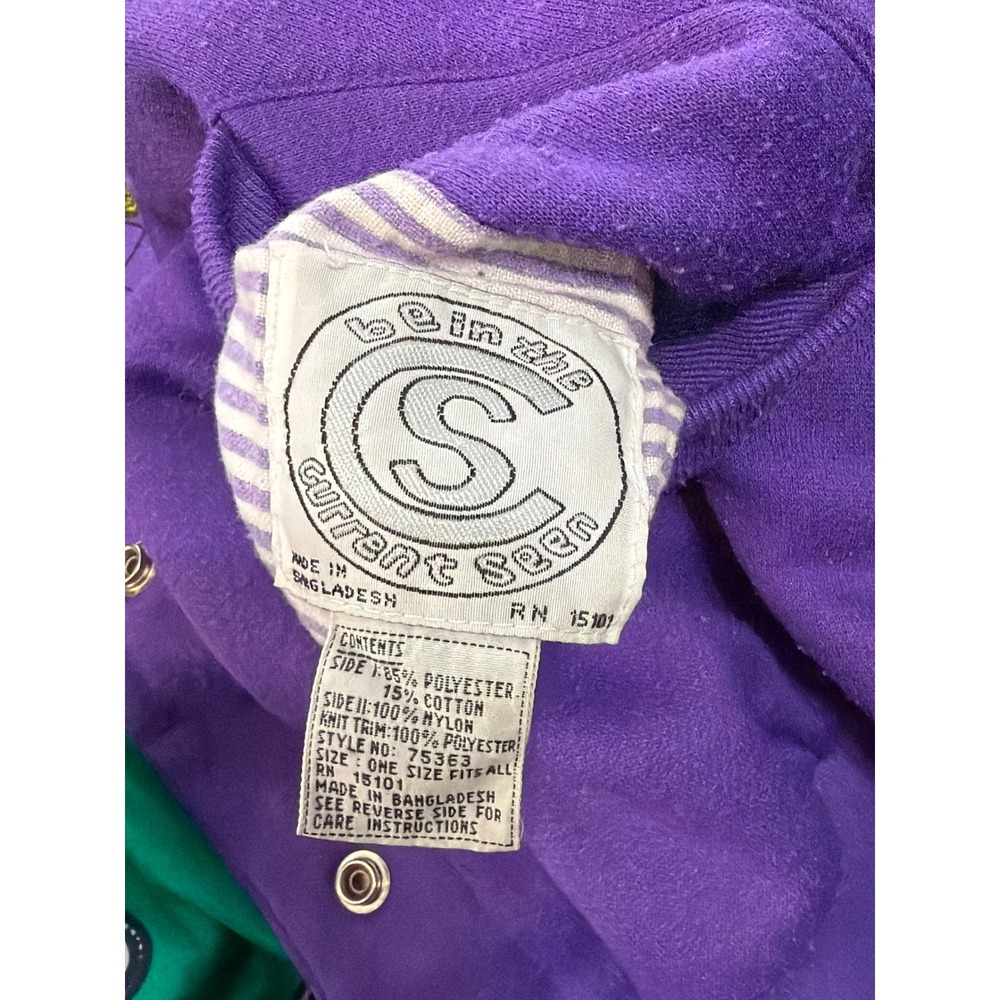 VTG 90s‎ Be in the Current Seen Reversible Casino Print Jacket OSFM Purpke - Picture 5 of 5